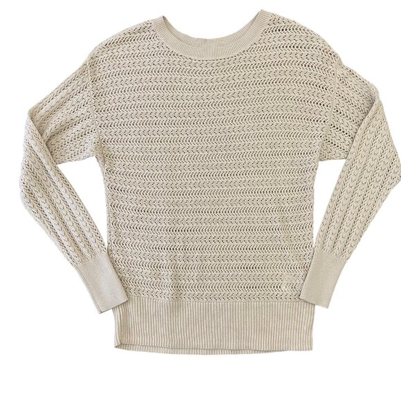 Reitmans Crochet Knit Neutral nude/Beige nude Pullover Sweater Womens size small - Picture 5 of 11